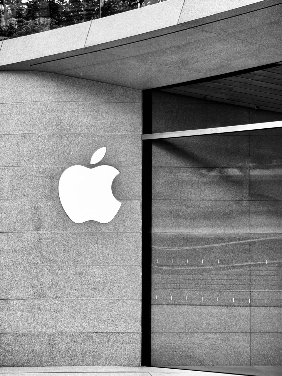 The Apple logo at Apple Jing’an in Shanghai