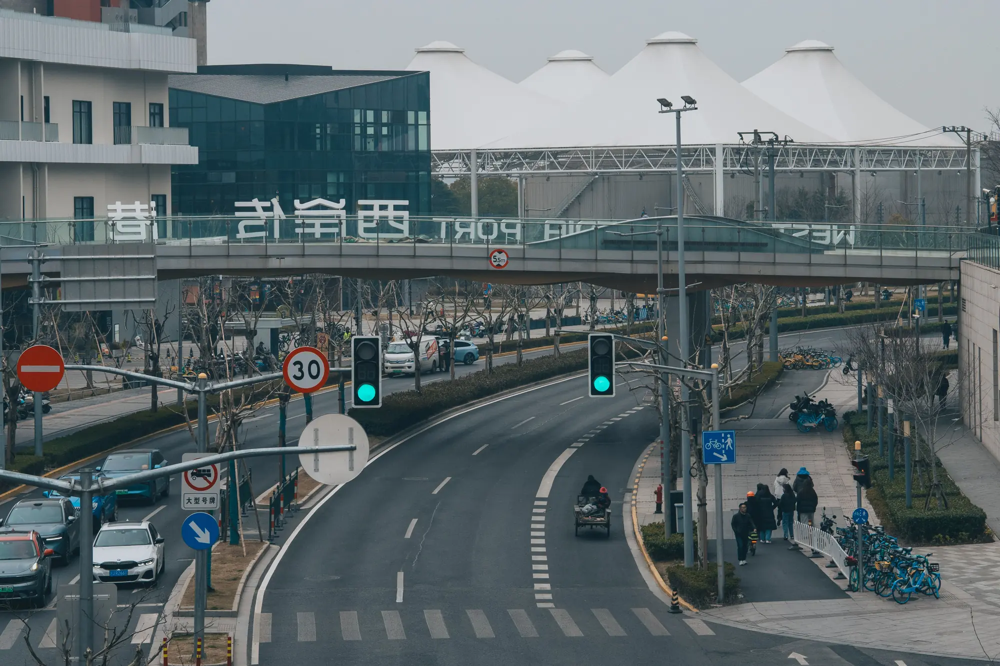 Roads and pedestrian bridges near Shanghai’s port