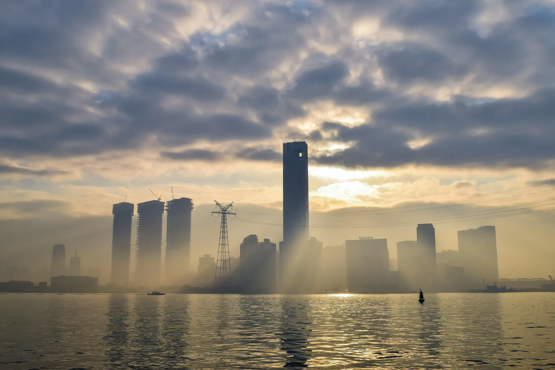 Xiamen skyline through coastal haze