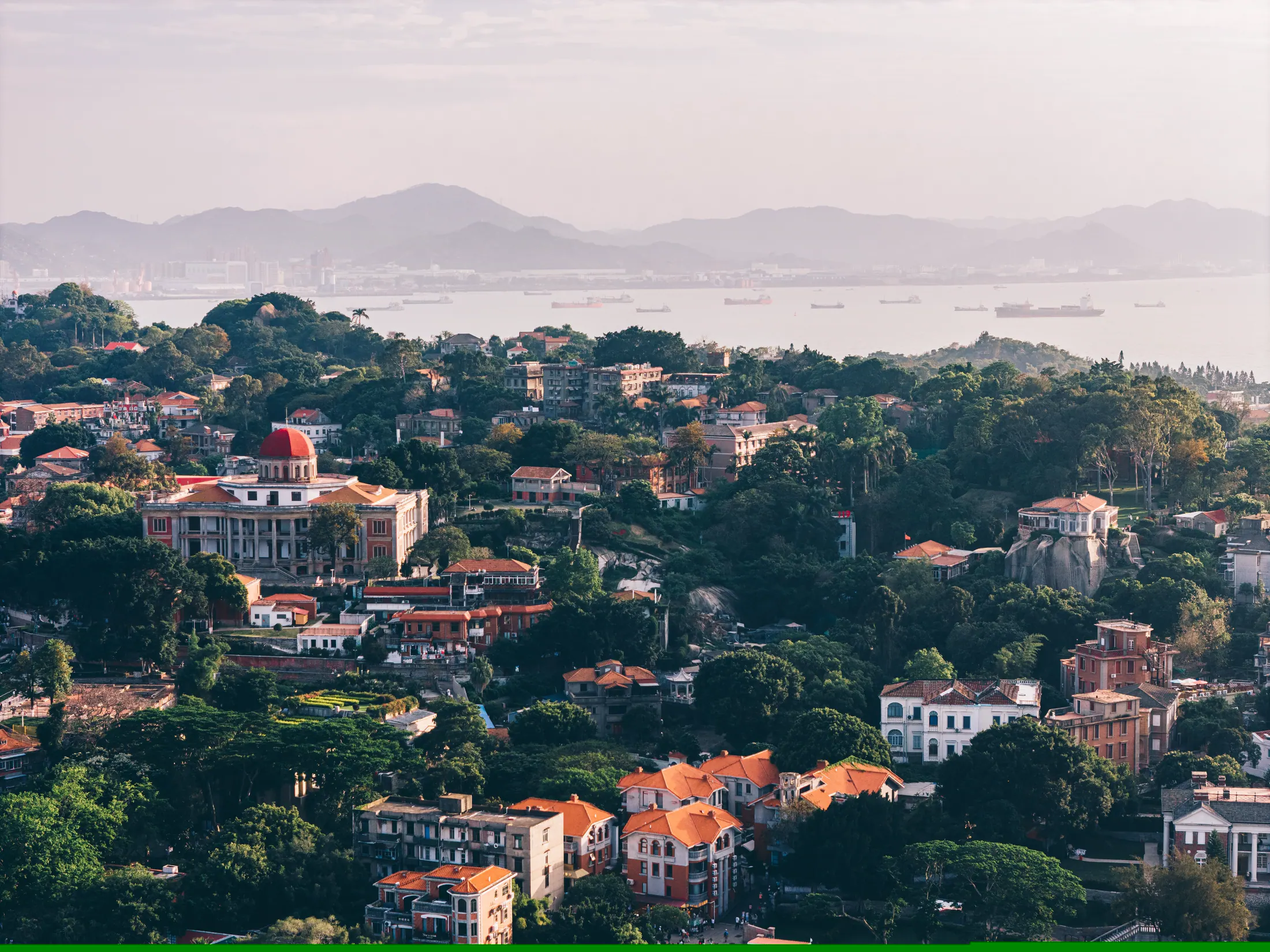 Red roofs and dense greenery on Gulangyu