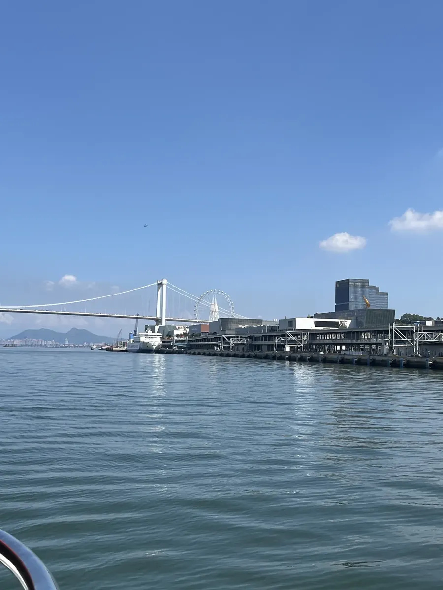 Xiamen ferry and bridge over water
